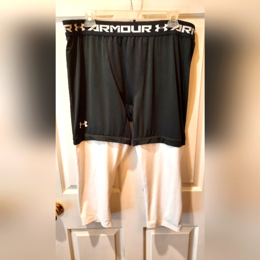 Under Armour Pants 2XL Black White Compression Athletic Stretch Sporty Active